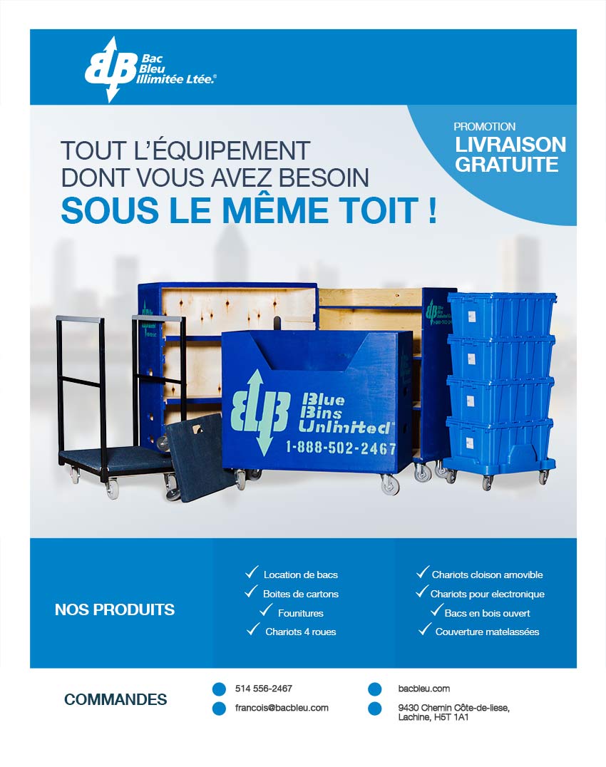 Blue Bins Montreal | 9430 Chemin de la Côte-de-Liesse, Lachine, QC H8T 1A1, Canada | Phone: (514) 556-2467