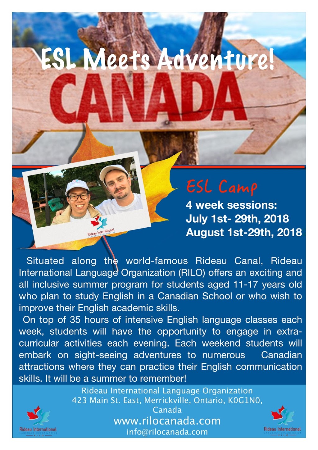 Rideau International Language Organization | 423 Main St E, Merrickville, ON K0G 1N0, Canada | Phone: (613) 618-3524