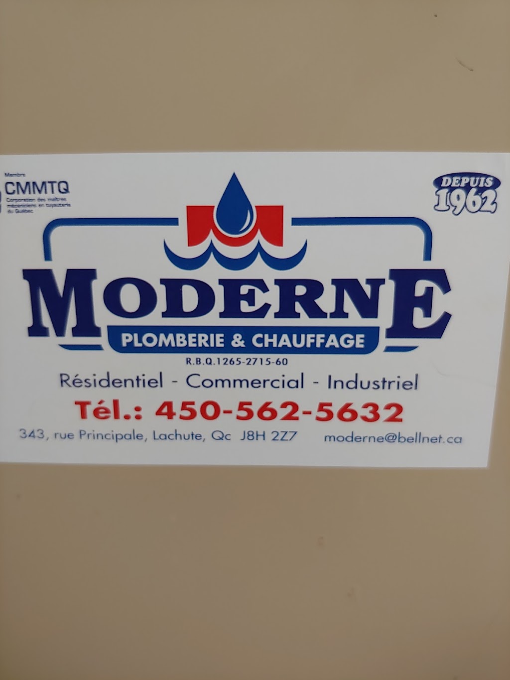 Moderne Plomberie Chauffage Ltée | 343 Rue Principale, Lachute, QC J8H 2Z7, Canada | Phone: (450) 562-5632