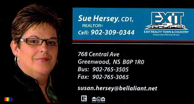 Sue Hersey Realtor- Exit Realty Town & Country | 771 Central Ave, Greenwood, NS B0P 1N0, Canada | Phone: (902) 309-0344