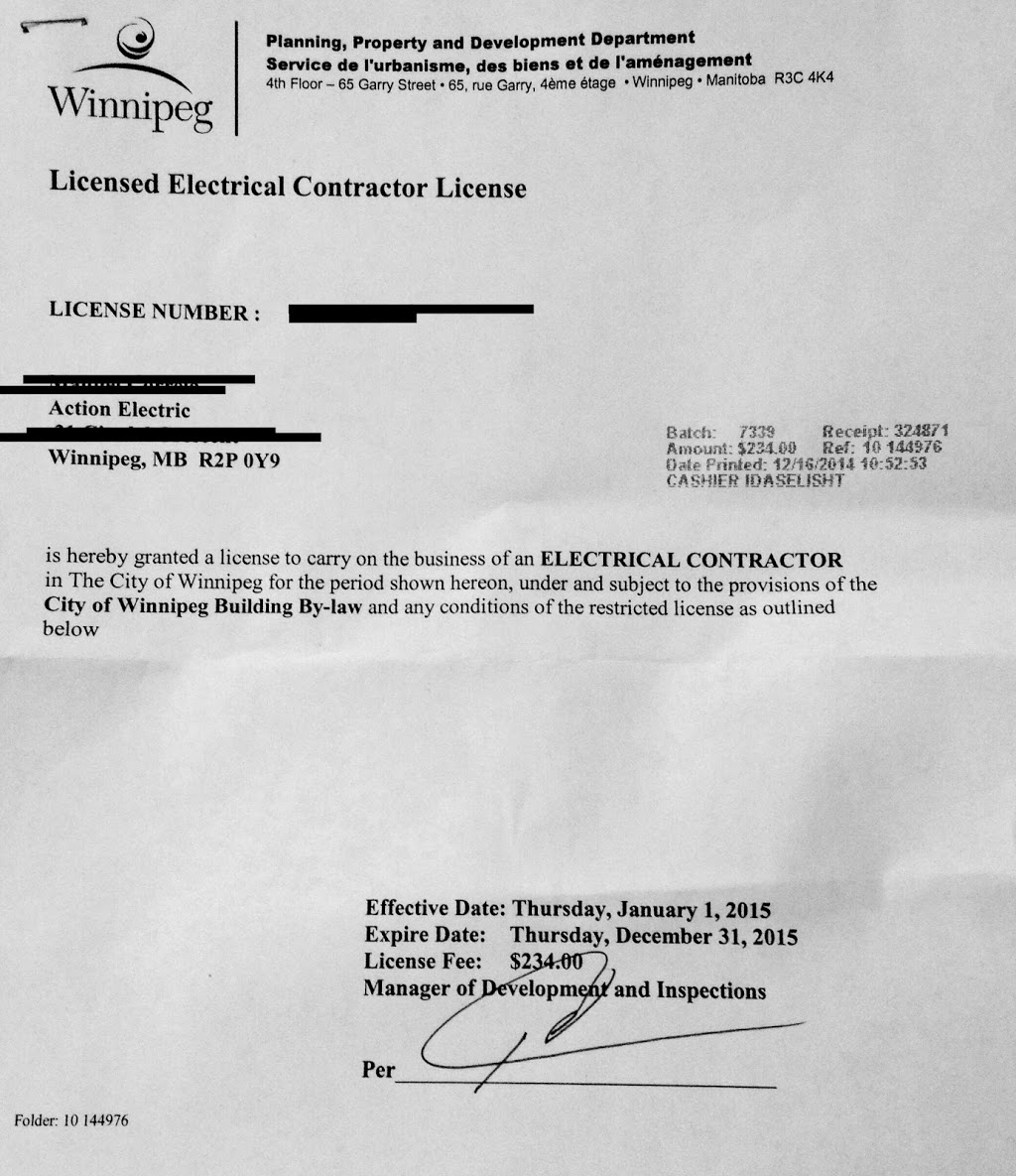 Action Electric | 31 Citadel Crescent, Winnipeg, MB R2P 0Y9, Canada | Phone: (204) 981-2315