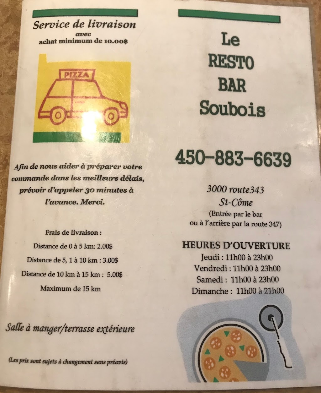 Resto Bar Soubois | 3000 QC-343, Saint-Côme, QC J0K, Canada | Phone: (450) 883-6639