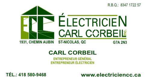 Électricien Carl Corbeil Inc. | 1931 Chem. Aubin, Lévis, QC G7A 2N3, Canada | Phone: (418) 580-9468