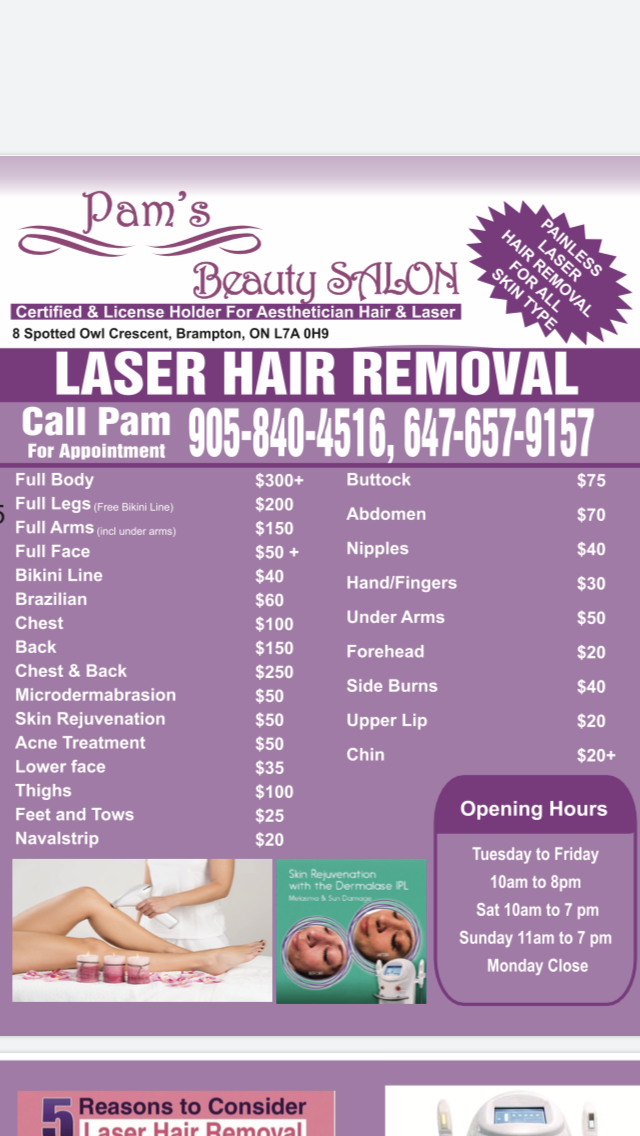 Pams Beauty Salon | 8 Spotted Owl Crescent, Brampton, ON L7A 0H9, Canada | Phone: (905) 840-4516