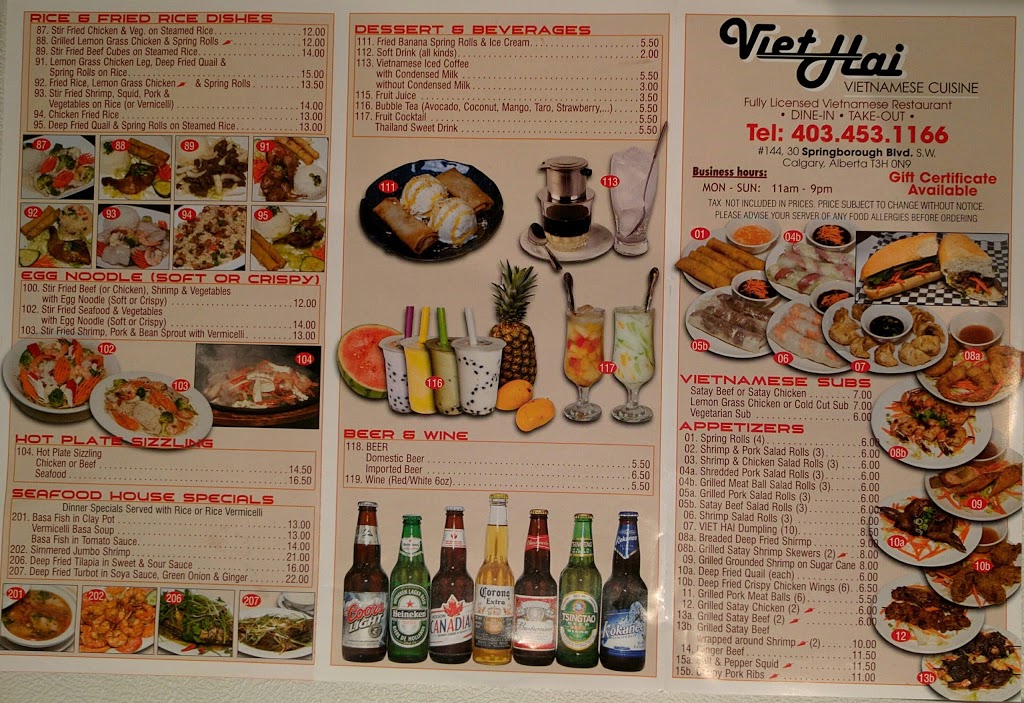 Viet Hai Restaurant | 30 Springborough Blvd SW #144, Calgary, AB T3H 0N9, Canada | Phone: (403) 453-1166