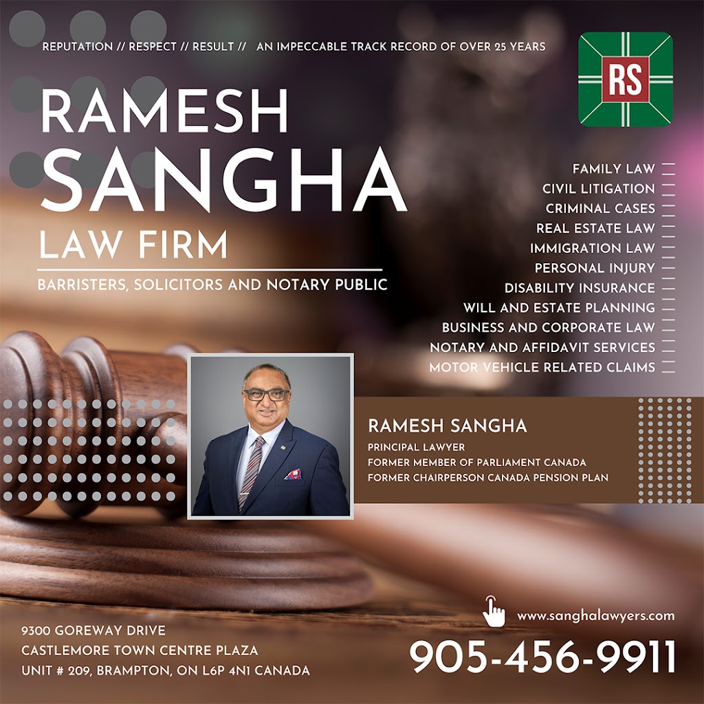 Ramesh Sangha Law Office | 9300 Goreway Dr #209, Brampton, ON L6P 4N1, Canada | Phone: (905) 456-9911