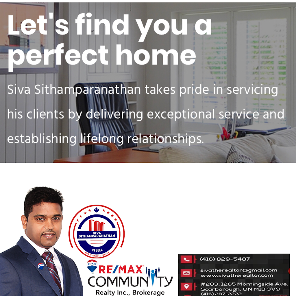 Siva Sithamparanathan. Broker | 1265 Morningside Ave, Scarborough, ON M1B 3V9, Canada | Phone: (416) 829-5487