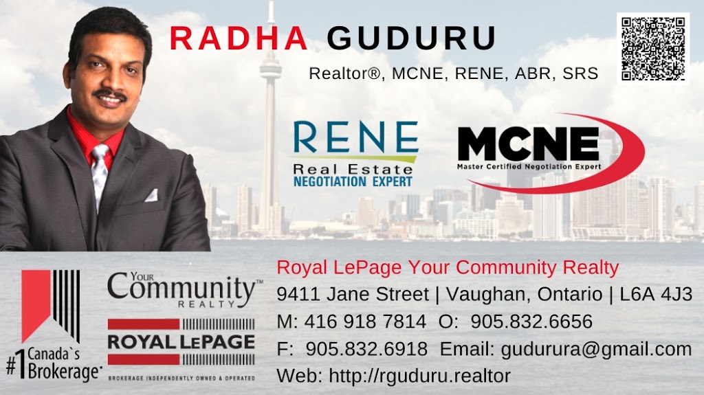 Radha Guduru, Realtor® | 9411 Jane St, Vaughan, ON L6A 4J3, Canada | Phone: (416) 918-7814