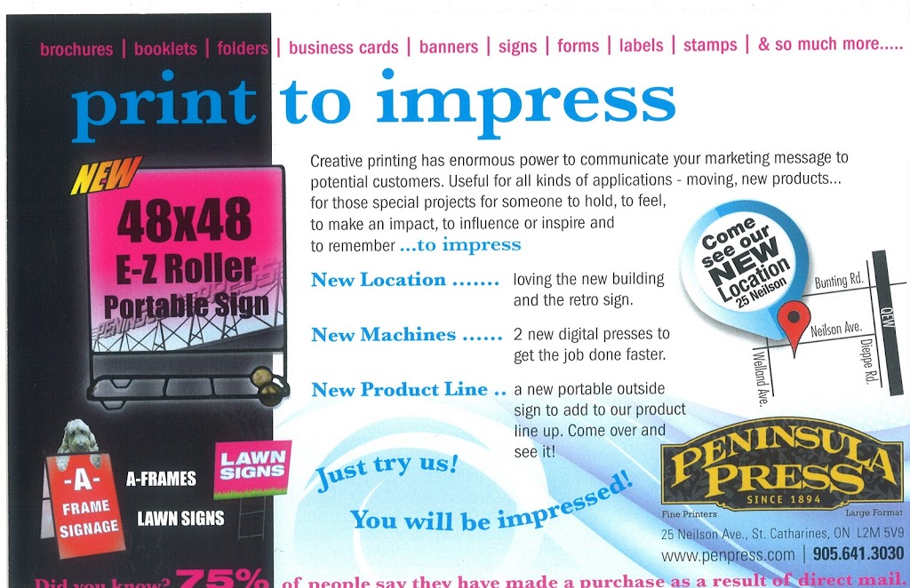 Peninsula Press Ltd | 25 Neilson Ave, St. Catharines, ON L2M 5V9, Canada | Phone: (905) 641-3030