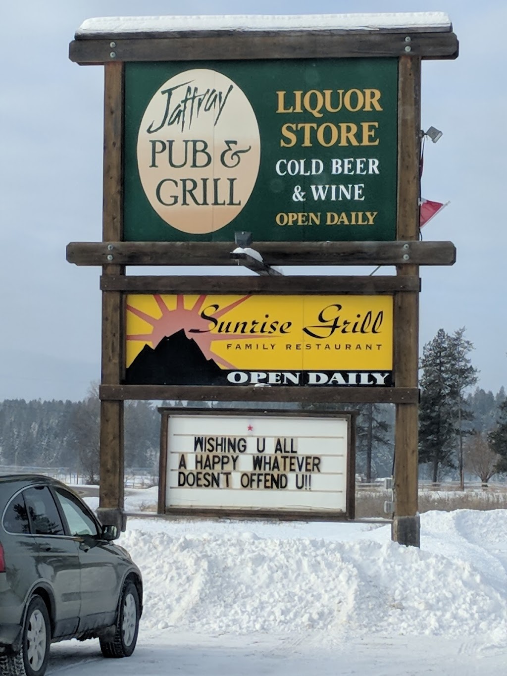 Jaffray Pub & Sunrise Grill | 2359 BC-3, Jaffray, BC V0B 1T0, Canada | Phone: (250) 429-3080