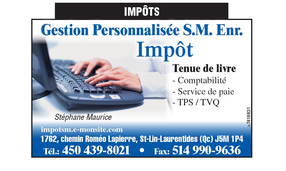 Gestion Personnalisée SM | 1762 Chem. Roméo Lapierre, Saint-Lin - Laurentides, QC J5M 1P4, Canada | Phone: (450) 439-8021