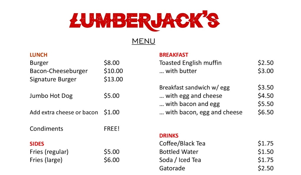 Lumberjacks Diner | 1010 Billings Lake Rd, Gooderham, ON K0M 1R0, Canada | Phone: (705) 306-9795