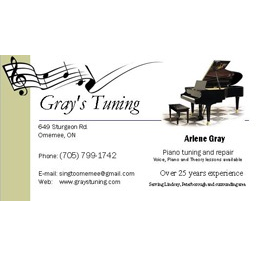 Grays Tuning and Vocal Studio | 649 Sturgeon Rd, Omemee, ON K0L 2W0, Canada | Phone: (705) 799-1742
