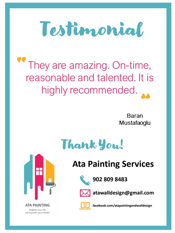 Ata Painting and Wall Design Services | 320 Lakeview Ave, Middle Sackville, NS B4E 3B6, Canada | Phone: (902) 809-8483