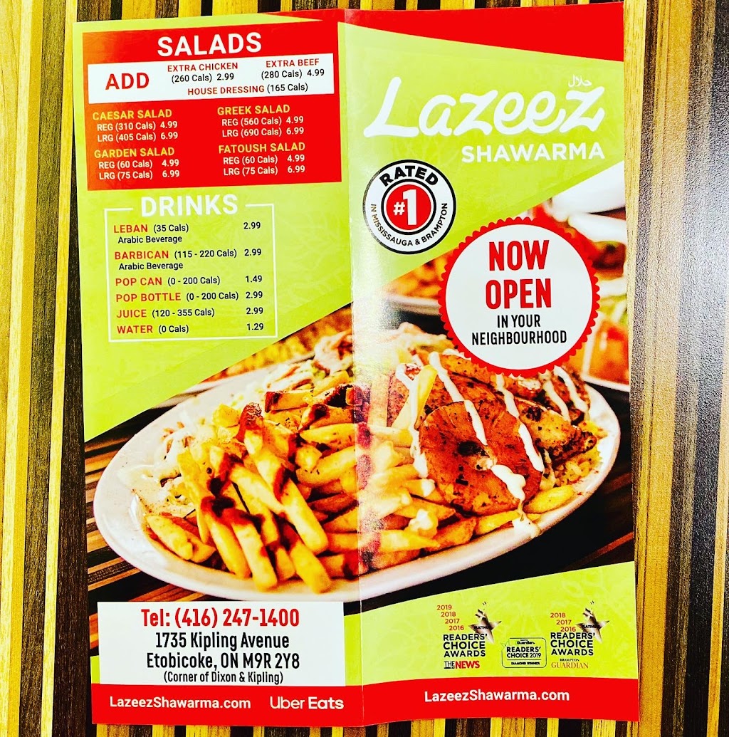 Lazeez Shawarma | 1735 Kipling Ave, Etobicoke, ON M9R 2Y8, Canada | Phone: (416) 247-1400