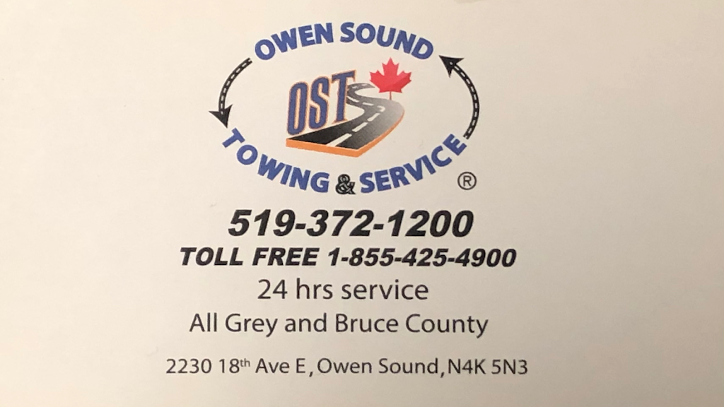 Owen Sound Towing & Service | 2230 18th Ave E #114, Owen Sound, ON N4K 5P1, Canada | Phone: (855) 425-4900