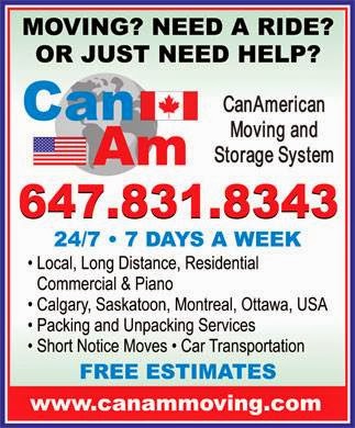 CanAm Moving and Storage Systems | 1850 Rathburn Rd E, Mississauga, ON L4W 2X9, Canada | Phone: (647) 831-8343