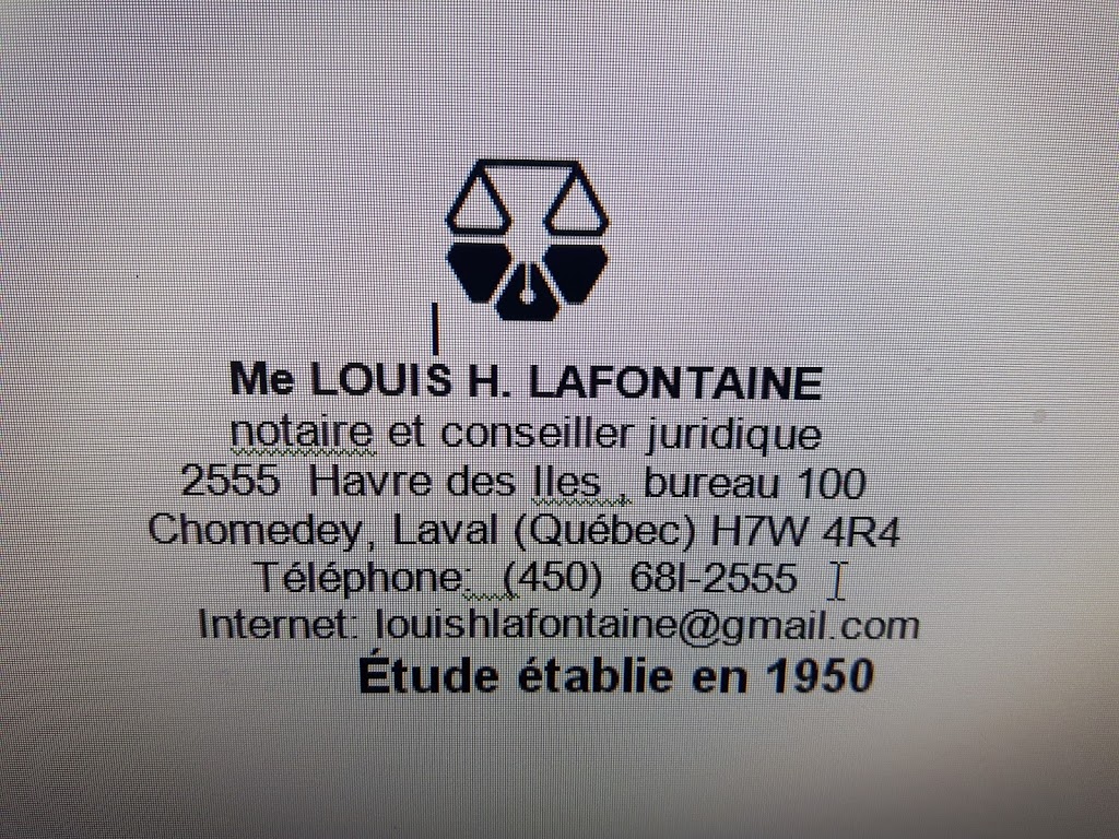 Louis H Lafontaine Notaire | 2555 Av. du Havre des Îles #100, Laval, QC H7W 4R4, Canada | Phone: (450) 681-2555