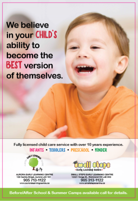 Aurora Early Learning Centre | 138 Centre St, Aurora, ON L4G 1K1, Canada | Phone: (905) 713-1122