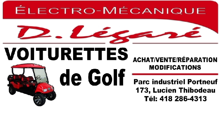 Electro-Mécanique D Légaré,voiturette de golf | 173 Rue Lucien Thibodeau, Portneuf, QC G0A 2Y0, Canada | Phone: (418) 286-4313