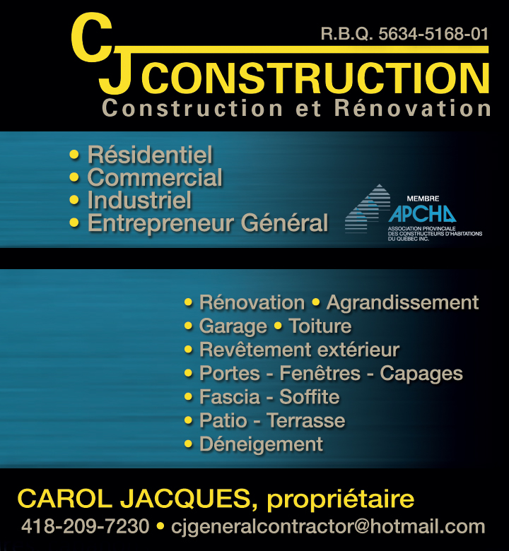 Construction Carol Jacques | 416 Rte Gédéon-Lessard, Tring-Jonction, QC G0N 1X0, Canada | Phone: (418) 209-7230
