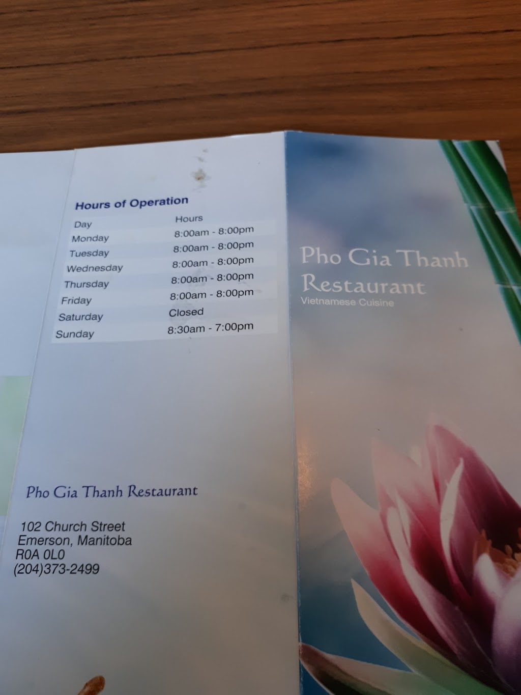 Pho Gia Thanh Restaurant | 102 Church St, Emerson, MB R0A 0L0, Canada | Phone: (204) 373-2499