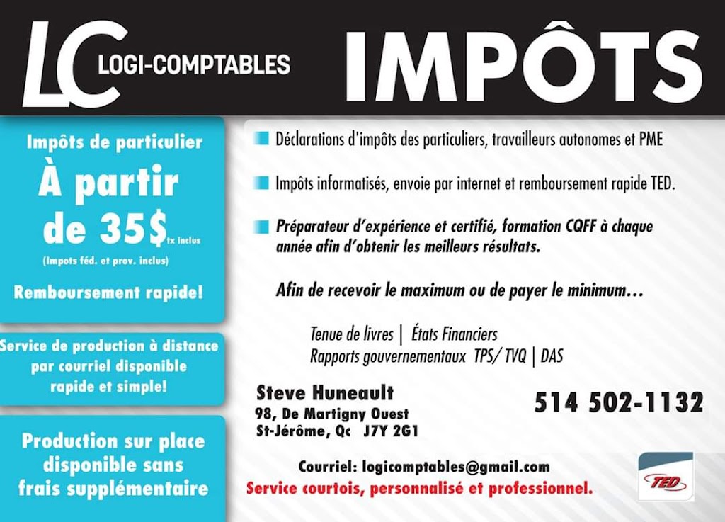 Logi-Comptables | 1104 Rue Louis Ritchie, Saint-Jérôme, QC J5L 1X6, Canada | Phone: (514) 502-1132