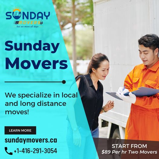 Sunday Movers | 1651 Tawnberry St, Pickering, ON L1X 2C4, Canada | Phone: (416) 291-3054