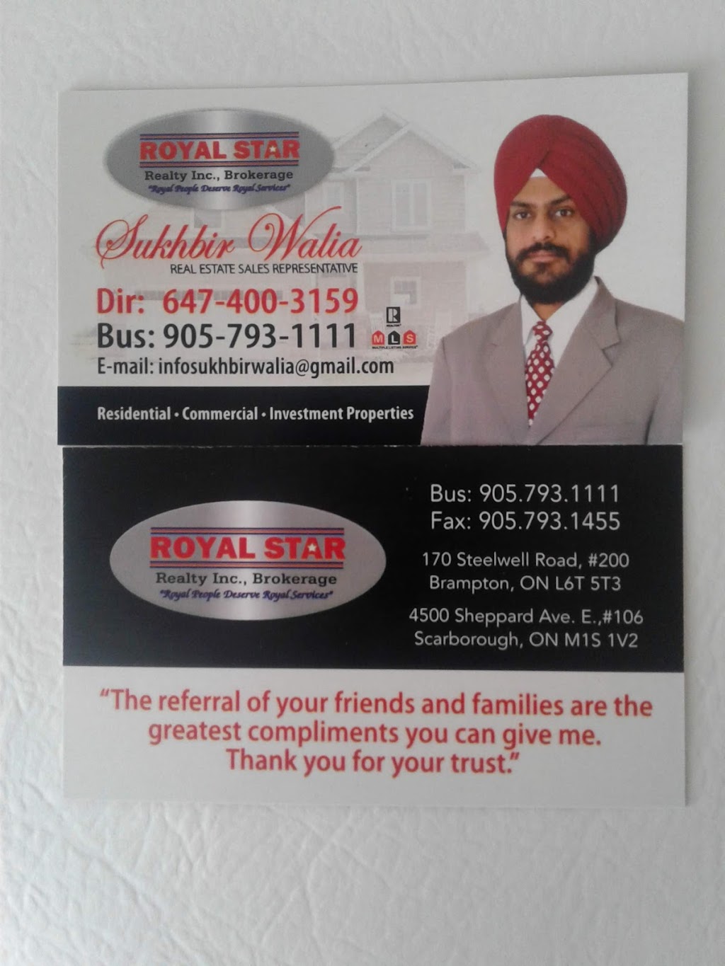 Royal Star Realty Inc | 170 Steelwell Rd #200, Brampton, ON L6T 5T3, Canada | Phone: (905) 793-1111