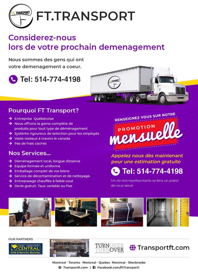 FT Transport | 4860 Rue de Paisley, Montréal, QC H1S 1T3, Canada | Phone: (514) 774-4198