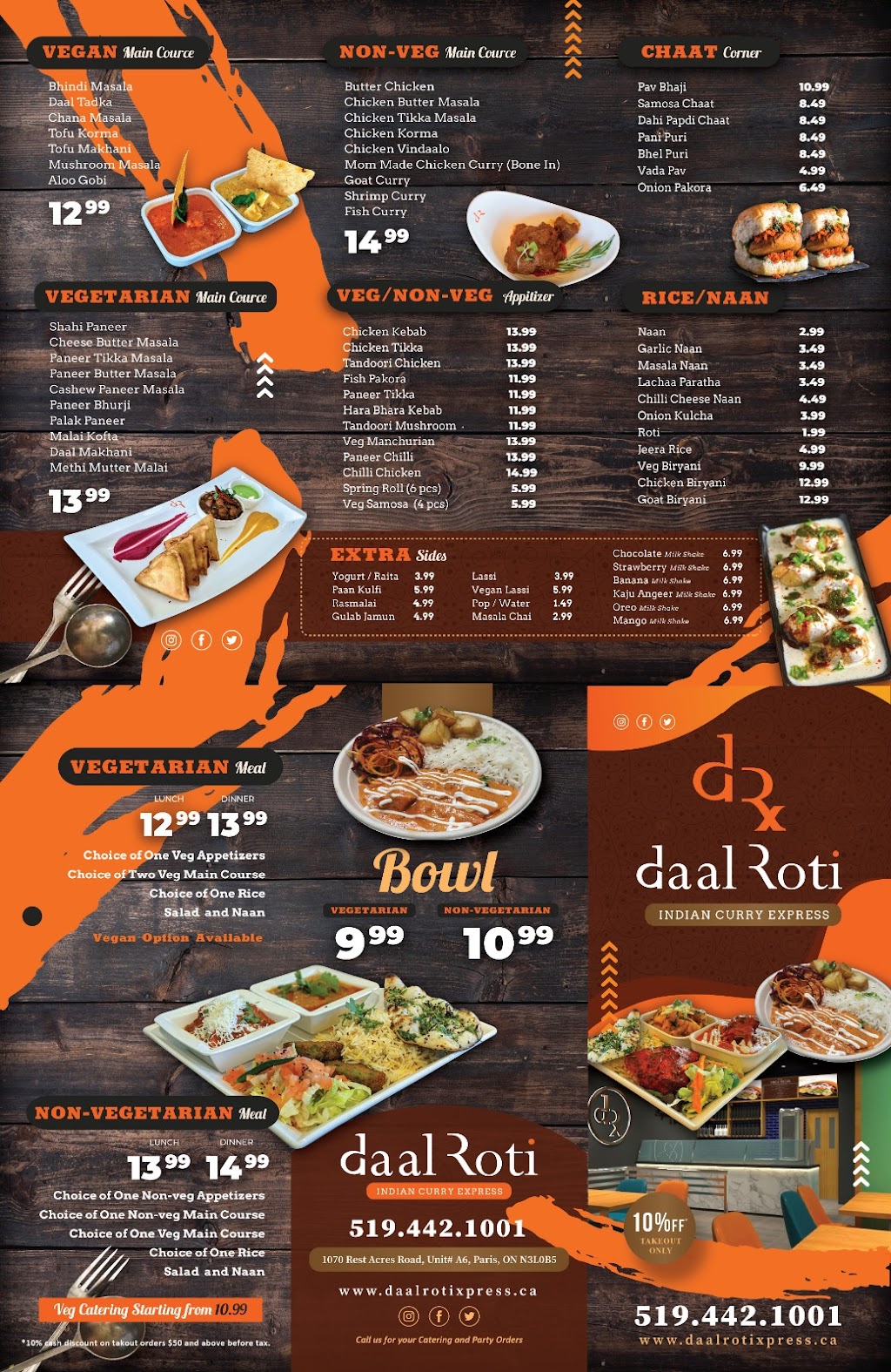 Daal Roti Express | 1070 Rest Acres Rd Unit A-6, Paris, ON N3L 0B5, Canada | Phone: (519) 442-1001