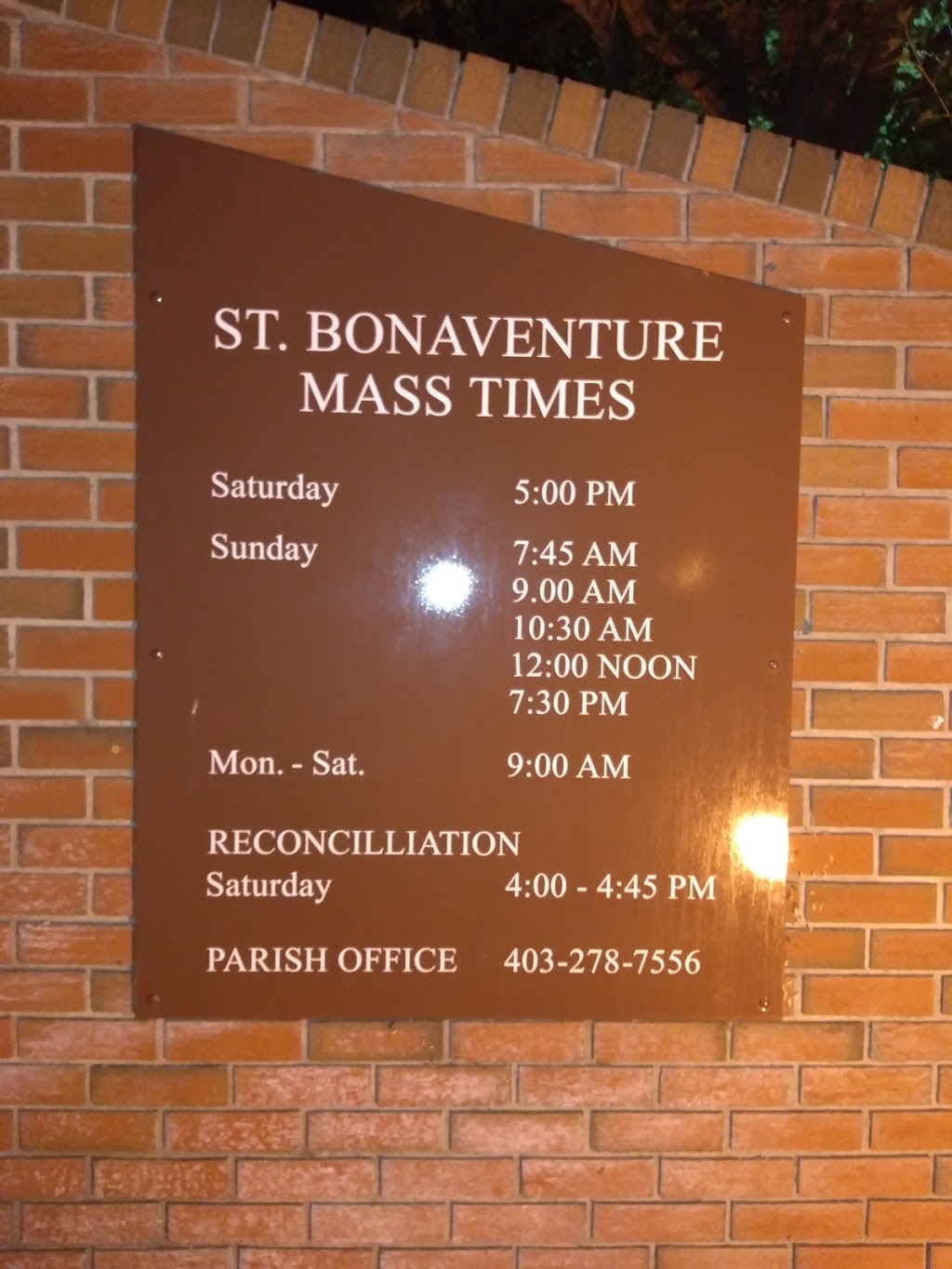 St. Bonaventure Church | 1600 Acadia Dr SE, Calgary, AB T2J 3B3, Canada | Phone: (403) 278-7556