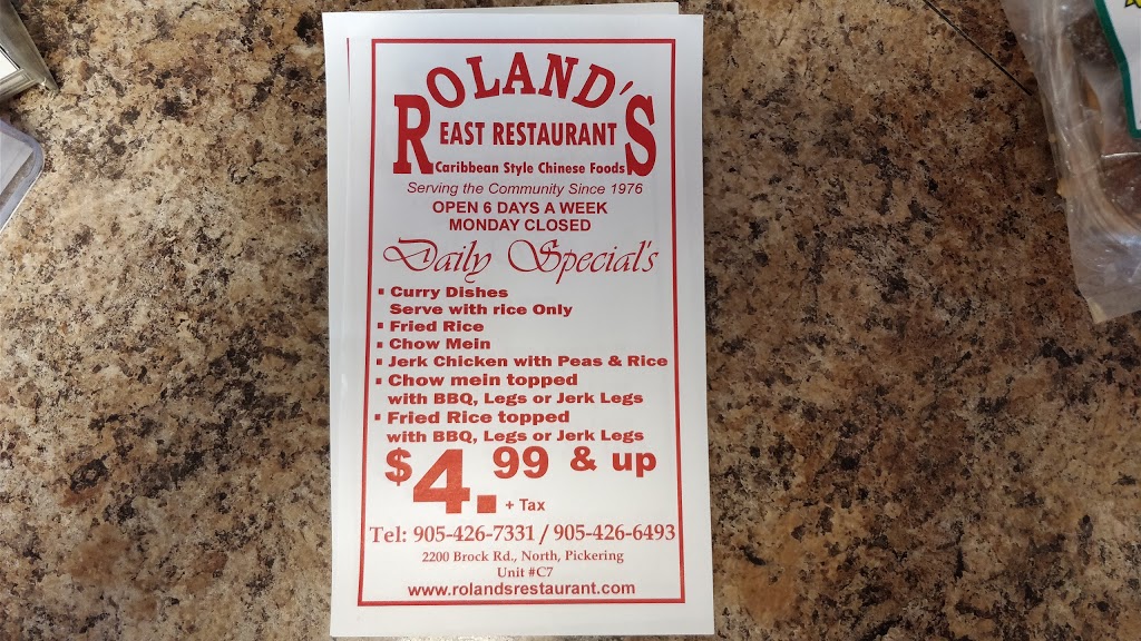 Rolands East Take Out & Catering Restaurant | 2R2,, 2200 Brock Rd, Pickering, ON L1X 2R2, Canada | Phone: (905) 426-7331