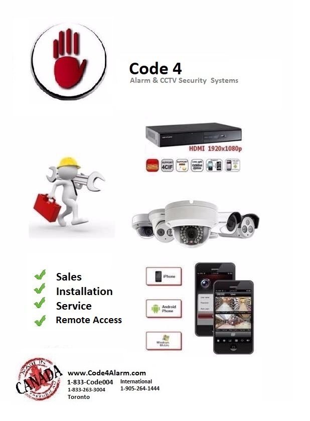 Code 4 alarm & Cctv | 7766 Martin Grove Rd, Woodbridge, ON L4L 2C7, Canada | Phone: (833) 263-3004