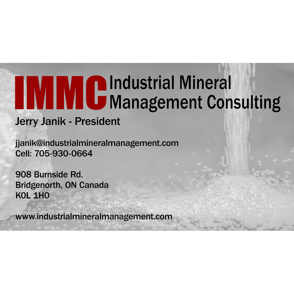 Industrial Mineral Management Consulting | 908 Burnside Rd, Bridgenorth, ON K0L 1H0, Canada | Phone: (705) 930-0664