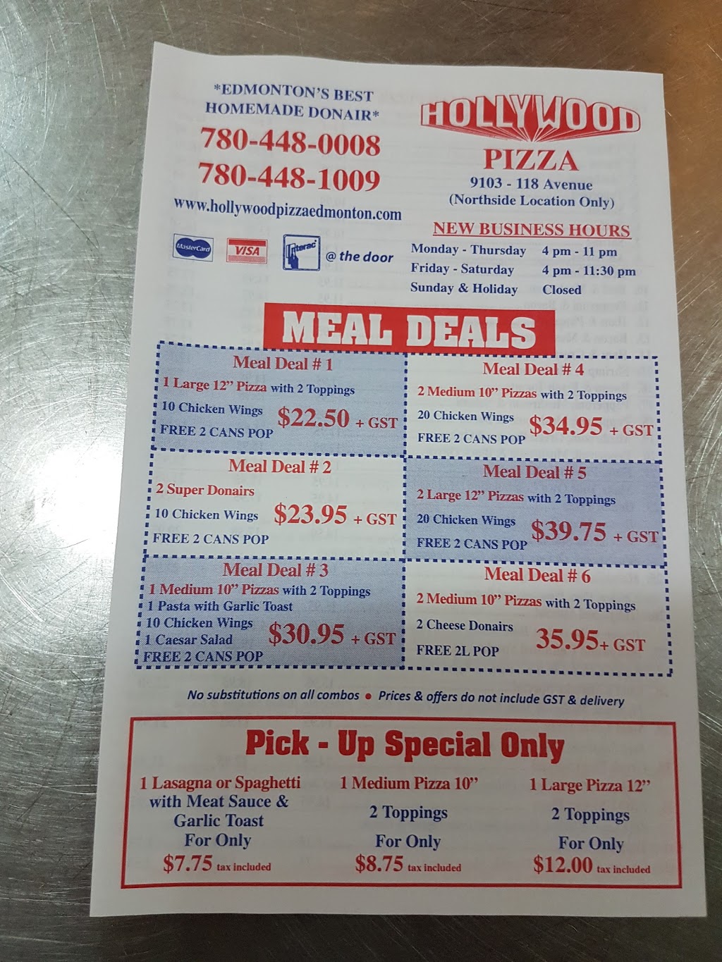 Hollywood Pizza | 9103 118 Ave NW, Edmonton, AB T5B 0T6, Canada | Phone: (780) 448-0008