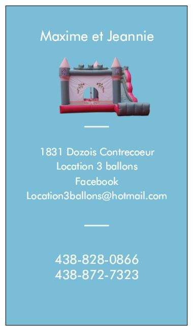 Location 3 ballons | 1831 Rue Dozois, Contrecoeur, QC J0L 1C0, Canada | Phone: (438) 828-0866