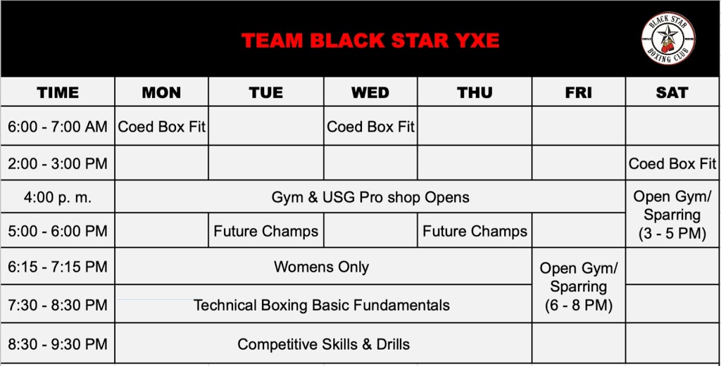 Black Star Boxing Club YXE | 2120 St George Ave, Saskatoon, SK S7M 0K7, Canada | Phone: (306) 850-5044