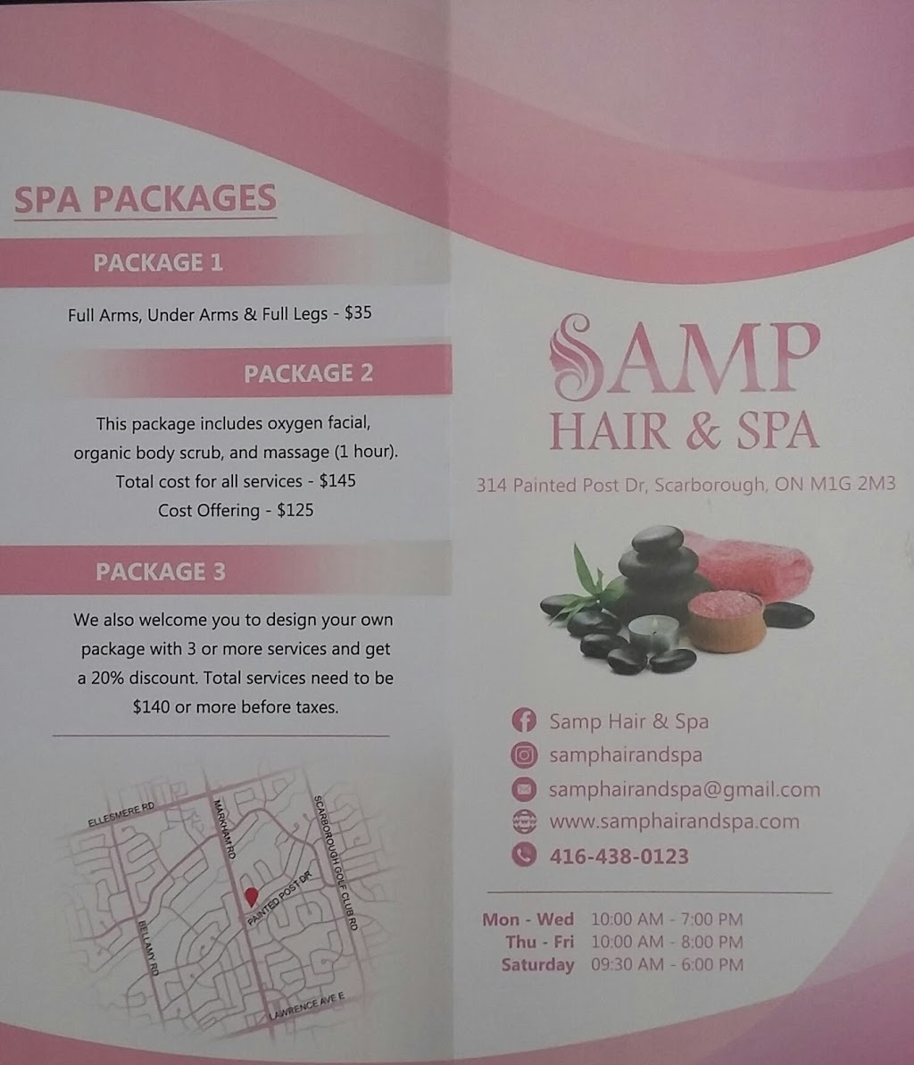 Samp Hair & Spa | 314 Painted Post Dr, Scarborough, ON M1G 2M3, Canada | Phone: (416) 438-0123