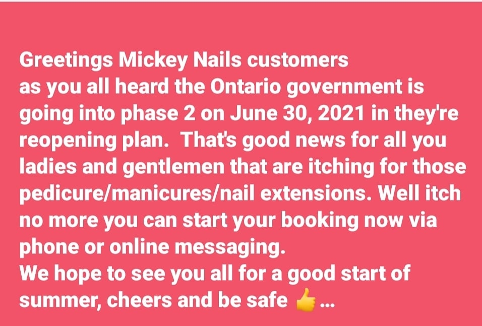 Mickey Nails Spa | 73 Willow Rd, Guelph, ON N1H 1W3, Canada | Phone: (519) 763-7889