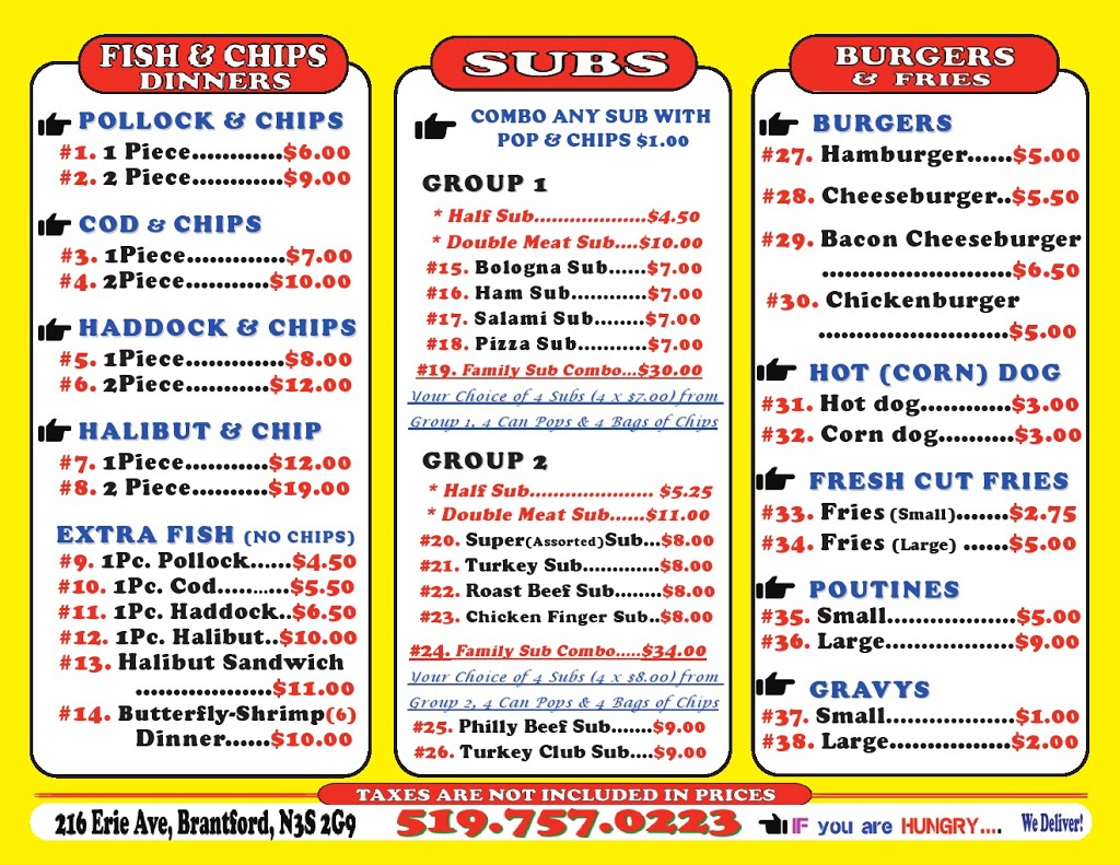 Archies Fish and Chips | 216 Erie Ave, Brantford, ON N3S 2G9, Canada | Phone: (519) 757-0223