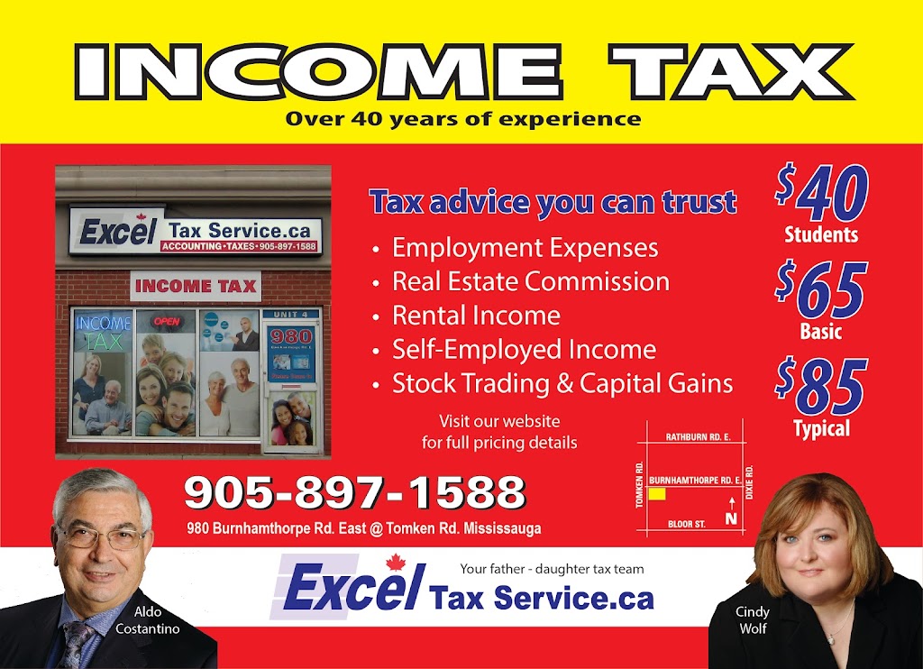 Excel Tax Service | 980 Burnhamthorpe Rd E, Mississauga, ON L4Y 2X6, Canada | Phone: (905) 897-1588