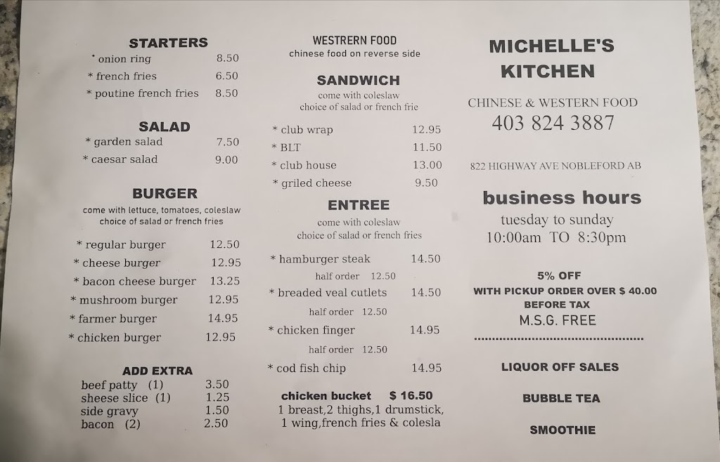 Michelles Kitchen | 822 Highway Ave, Nobleford, AB T0L 1S0, Canada | Phone: (403) 824-3887