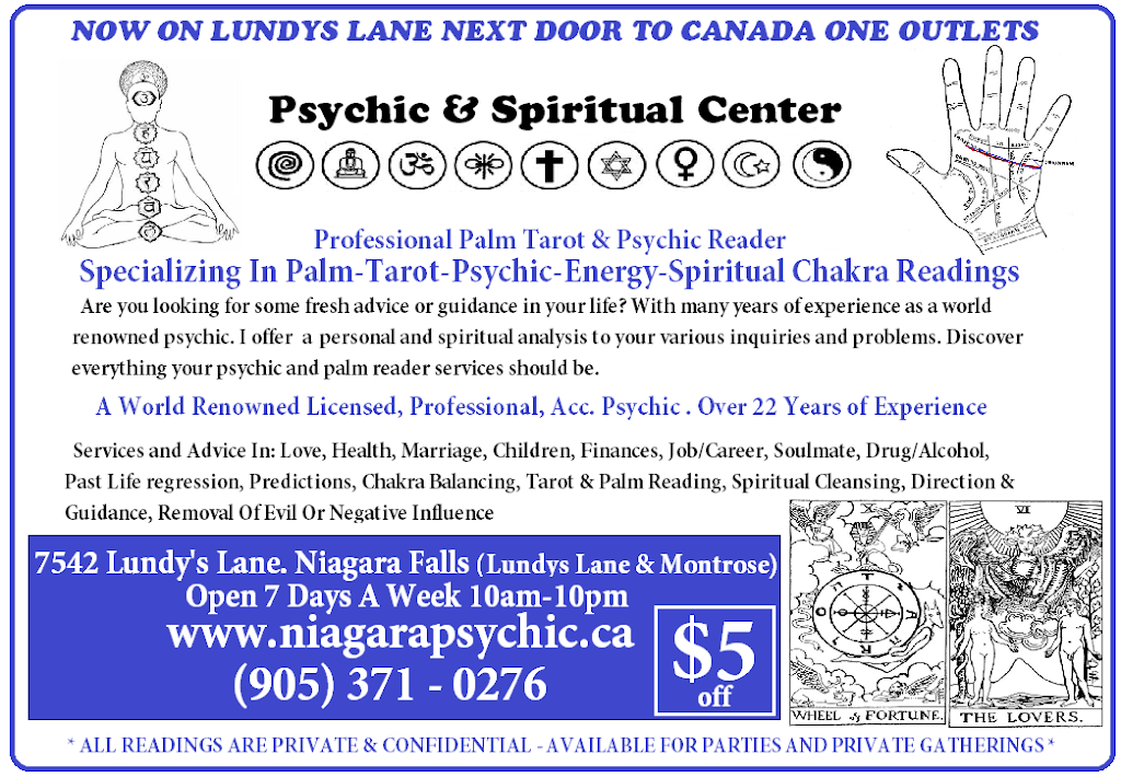 Psychic & Spiritual Centre | 6300 Colborne St, Niagara Falls, ON L2J 1E6, Canada | Phone: (905) 371-0276