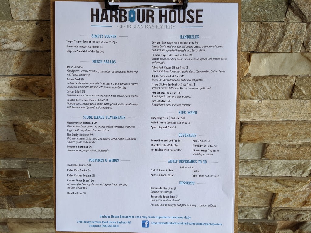 Harbour House Restaurant | 2754 Honey Harbour Rd, Georgian Bay, ON P0C, Canada | Phone: (705) 756-0330