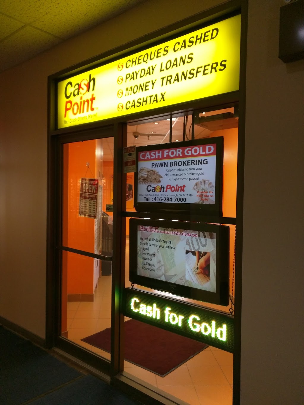 Cash Point | 3852 Finch Ave E, Scarborough, ON M1T 3T9, Canada | Phone: (416) 284-7000