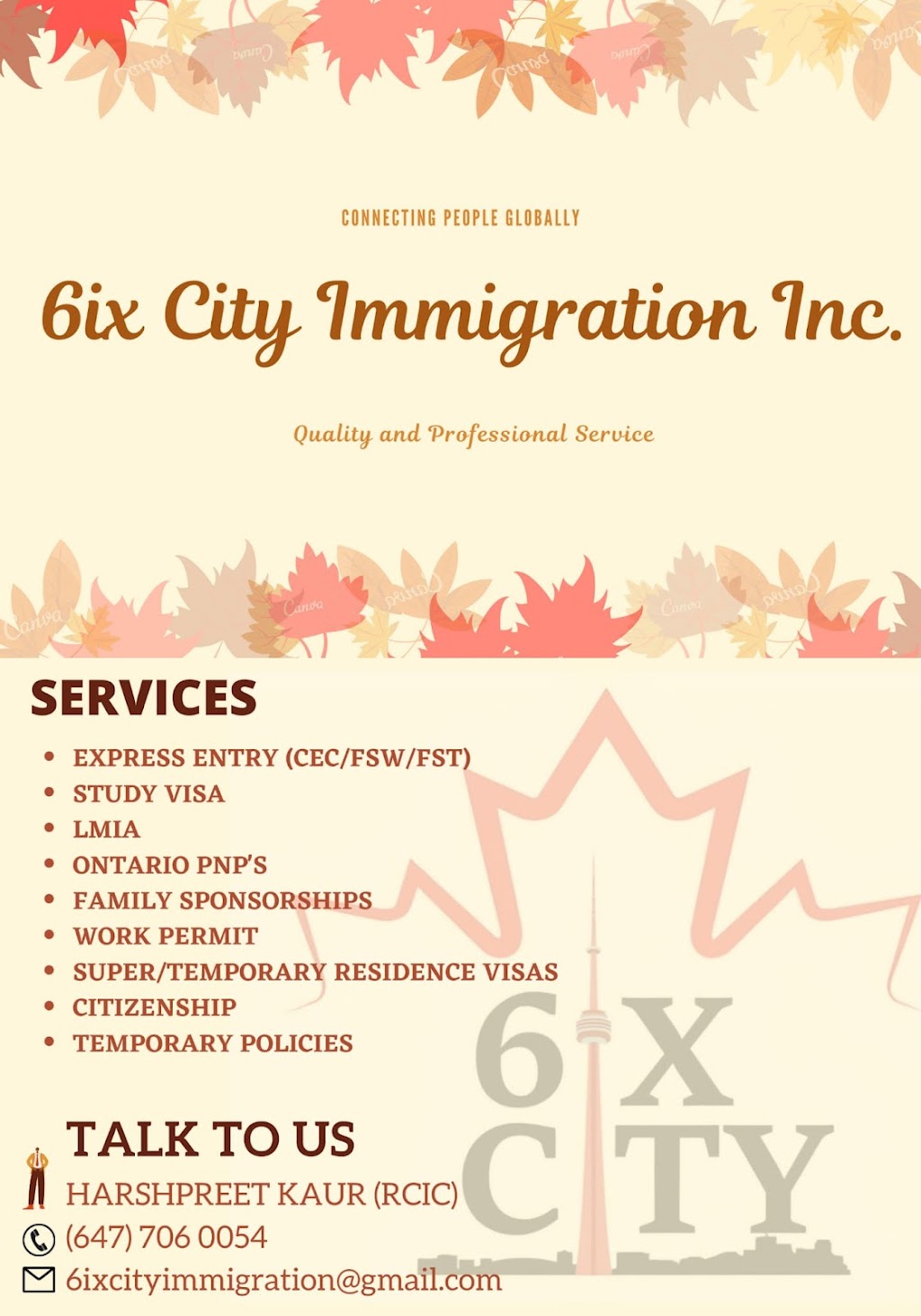 6ix City Immigration Inc. | 22 Wishing Well Cres, Caledon, ON L7C 3R2, Canada | Phone: (647) 706-0054