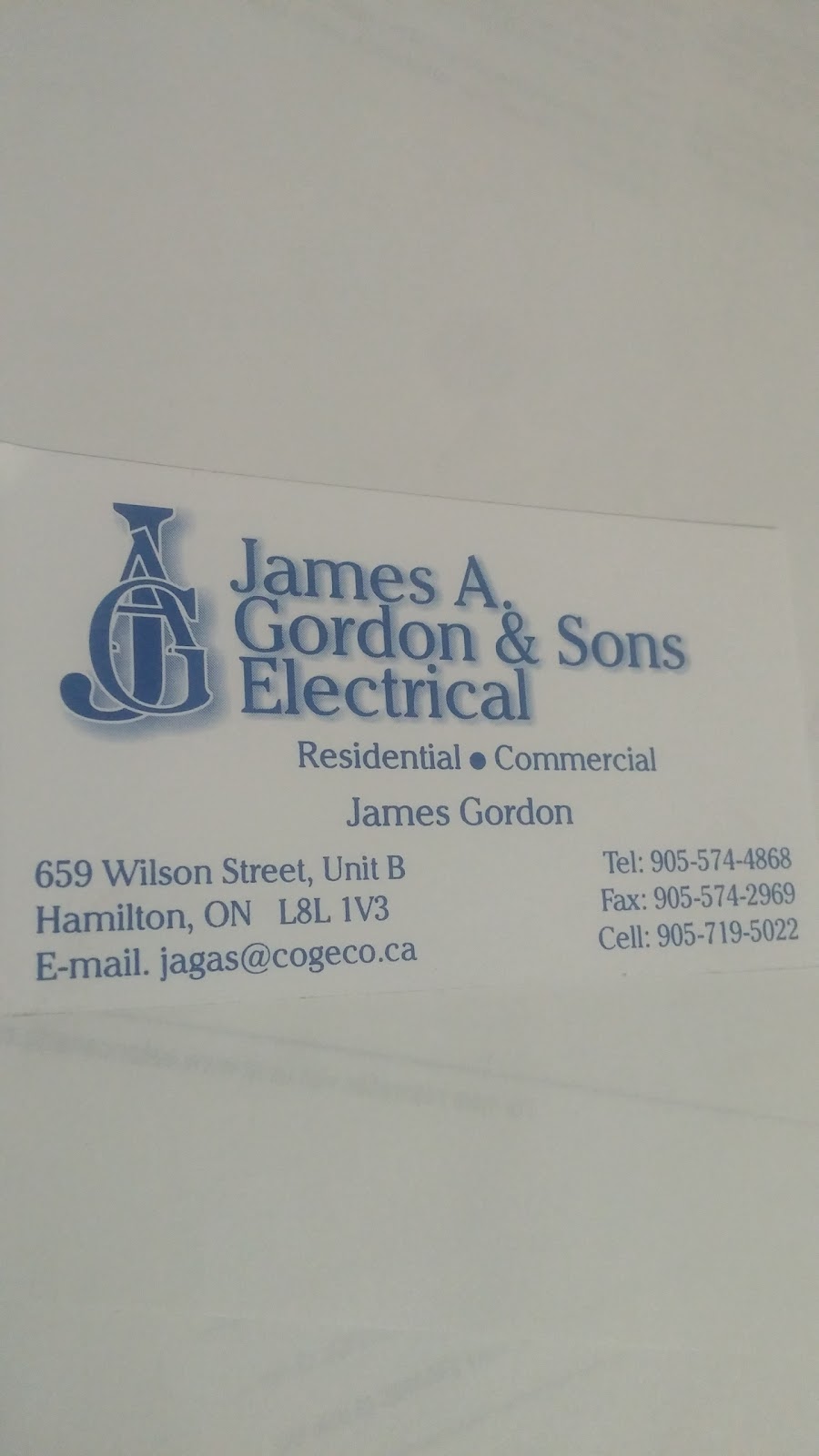 James A Gordon & Sons | 659 Wilson St, Hamilton, ON L8L 1V3, Canada | Phone: (905) 574-4868