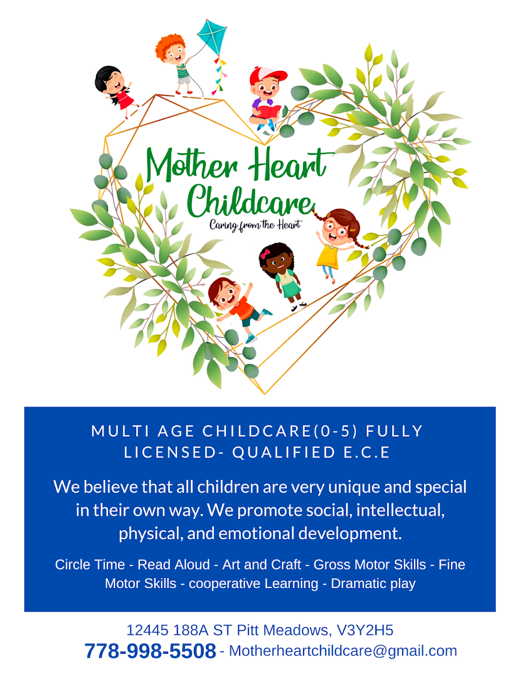 Mother Heart childcare | 12445 188a St, Pitt Meadows, BC V3Y 2H5, Canada | Phone: (778) 998-5508