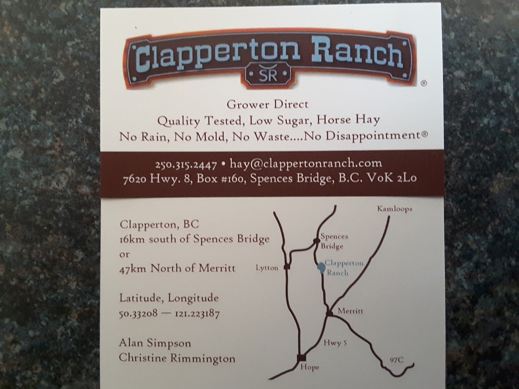 Clapperton Ranch | 7620 Merr-Spncs Br Hwy, Spences Bridge, BC V0K 2L0, Canada | Phone: (250) 315-2447